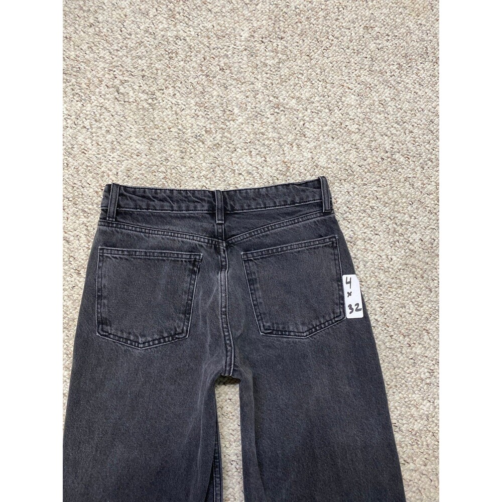 Zara High Rise Wide Straight Leg Jeans Washed Black Relaxed Fit Size 27 - Picture 6 of 9
